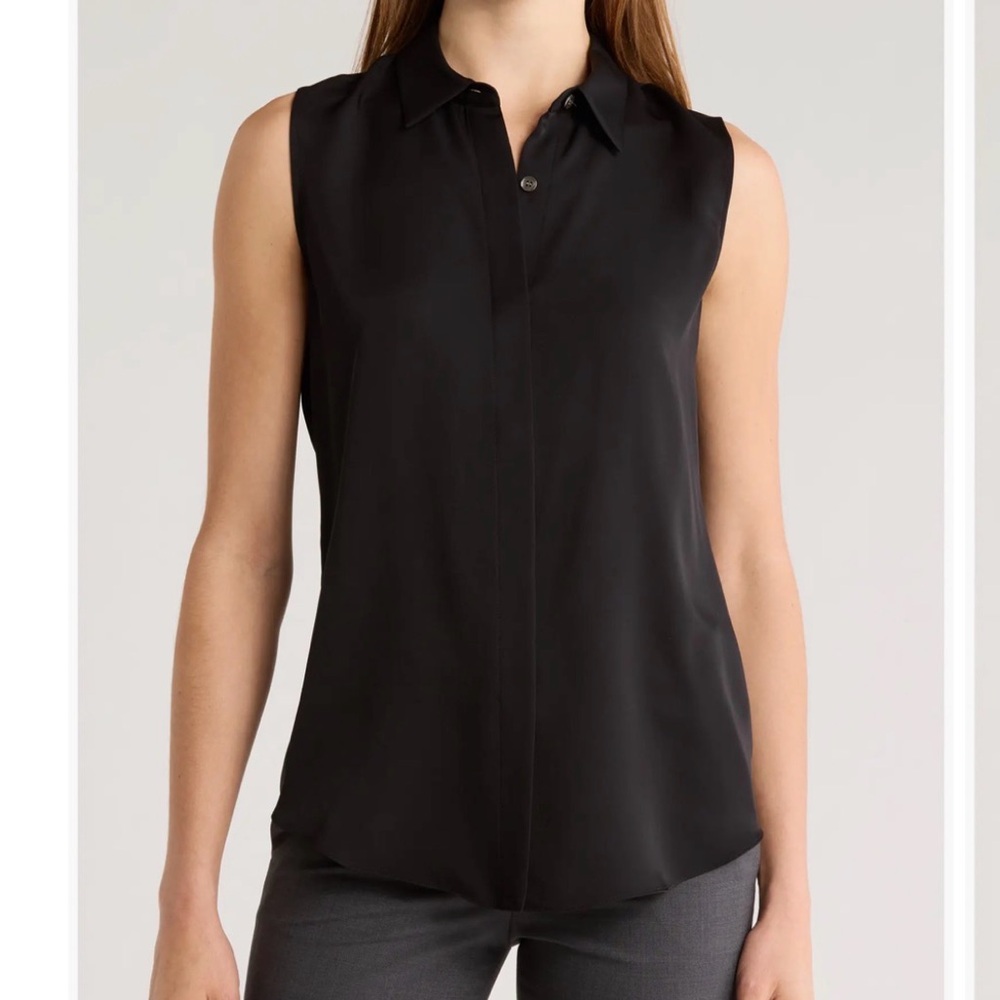 Theory Silk Georgette Sleeveless Button-Up Shirt